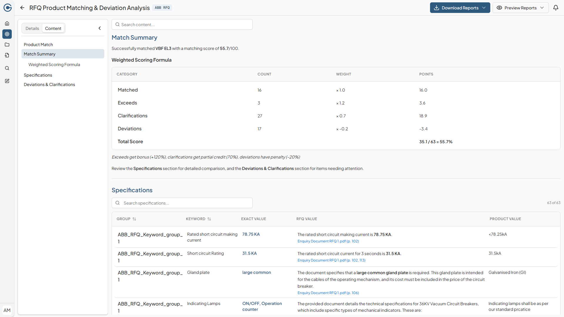 Product & BOQ Matching